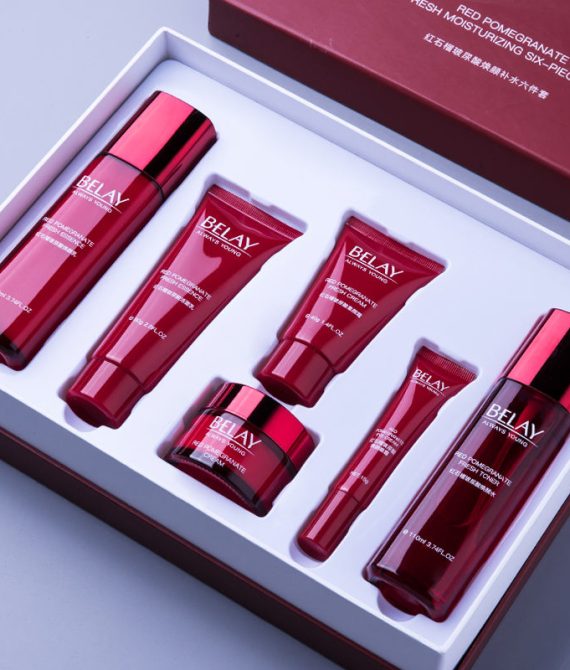 Pomegranate Hyaluronic Acid & Vitamin C & E Exfoliating Revitalizing Hydrating Whitening Anti-Aging Skin Care Set