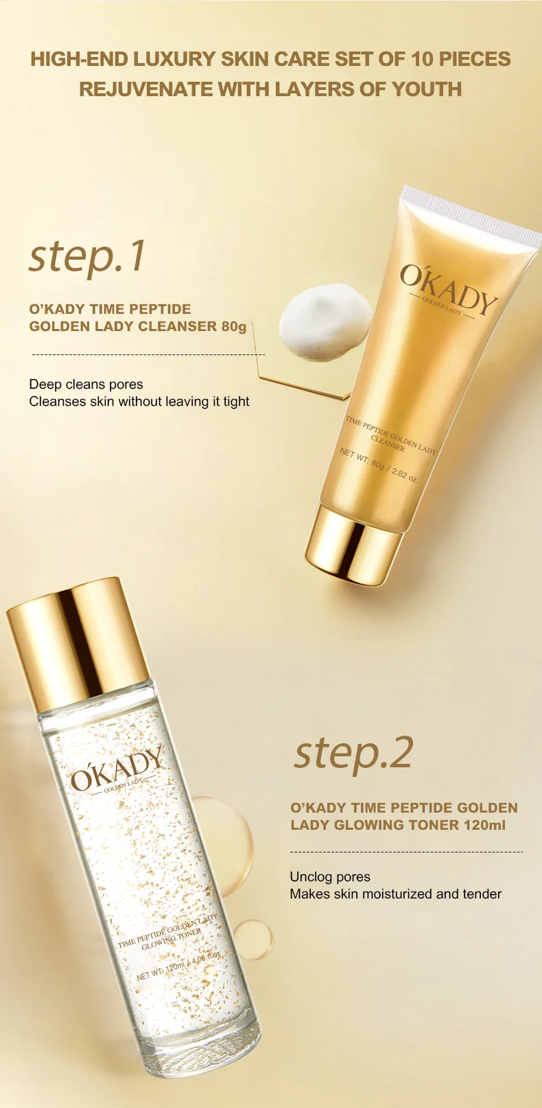 Moisturizing Firming Hydrating Whitening Cleanser Cream Serum Premium Skincare Set - Image 5